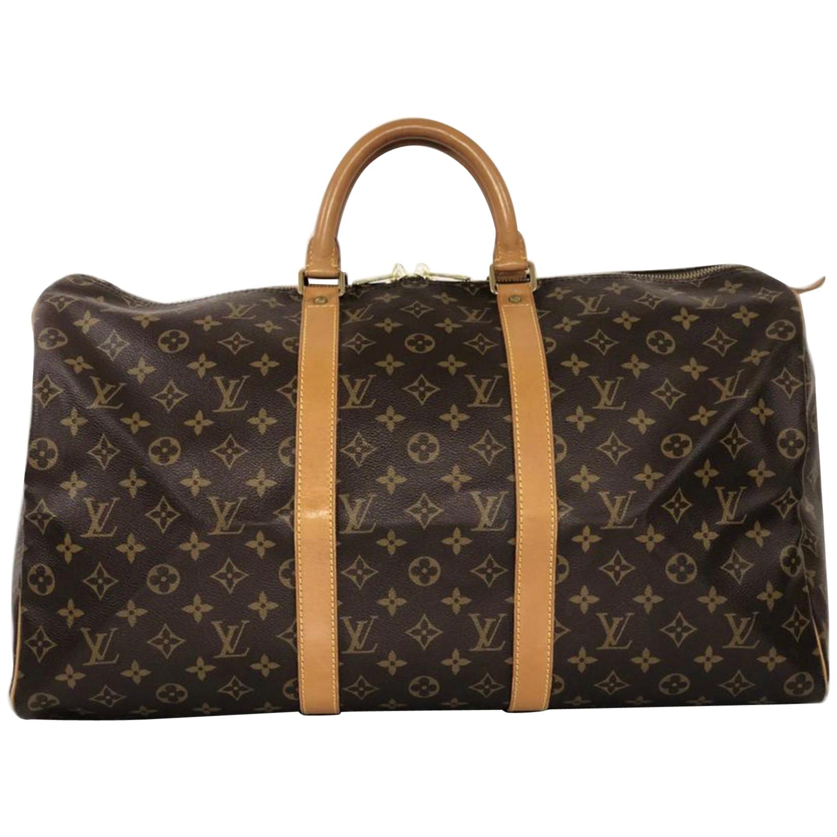  Louis Vuitton Monogram Keepall 50 Travel Bag For Sale