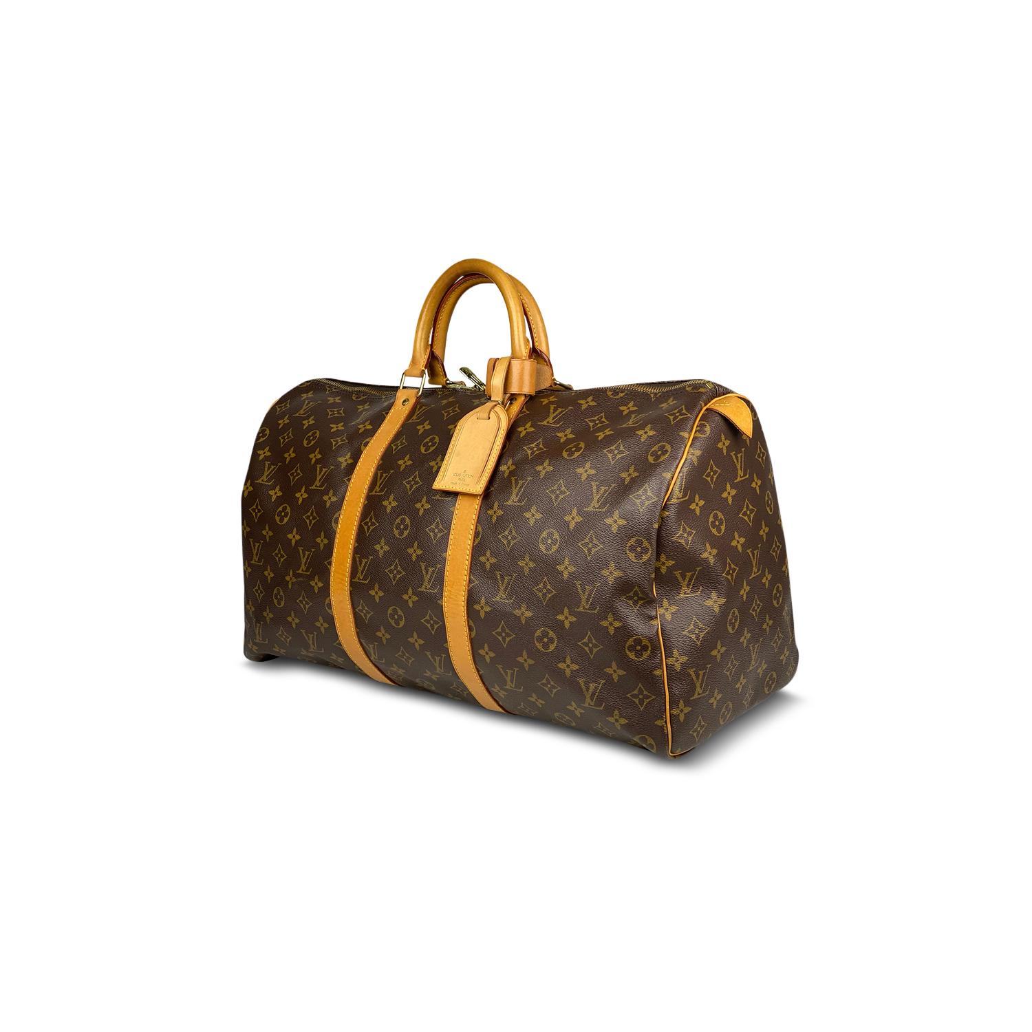 Brown Louis Vuitton Monogram Keepall 50 Weekend Bag For Sale
