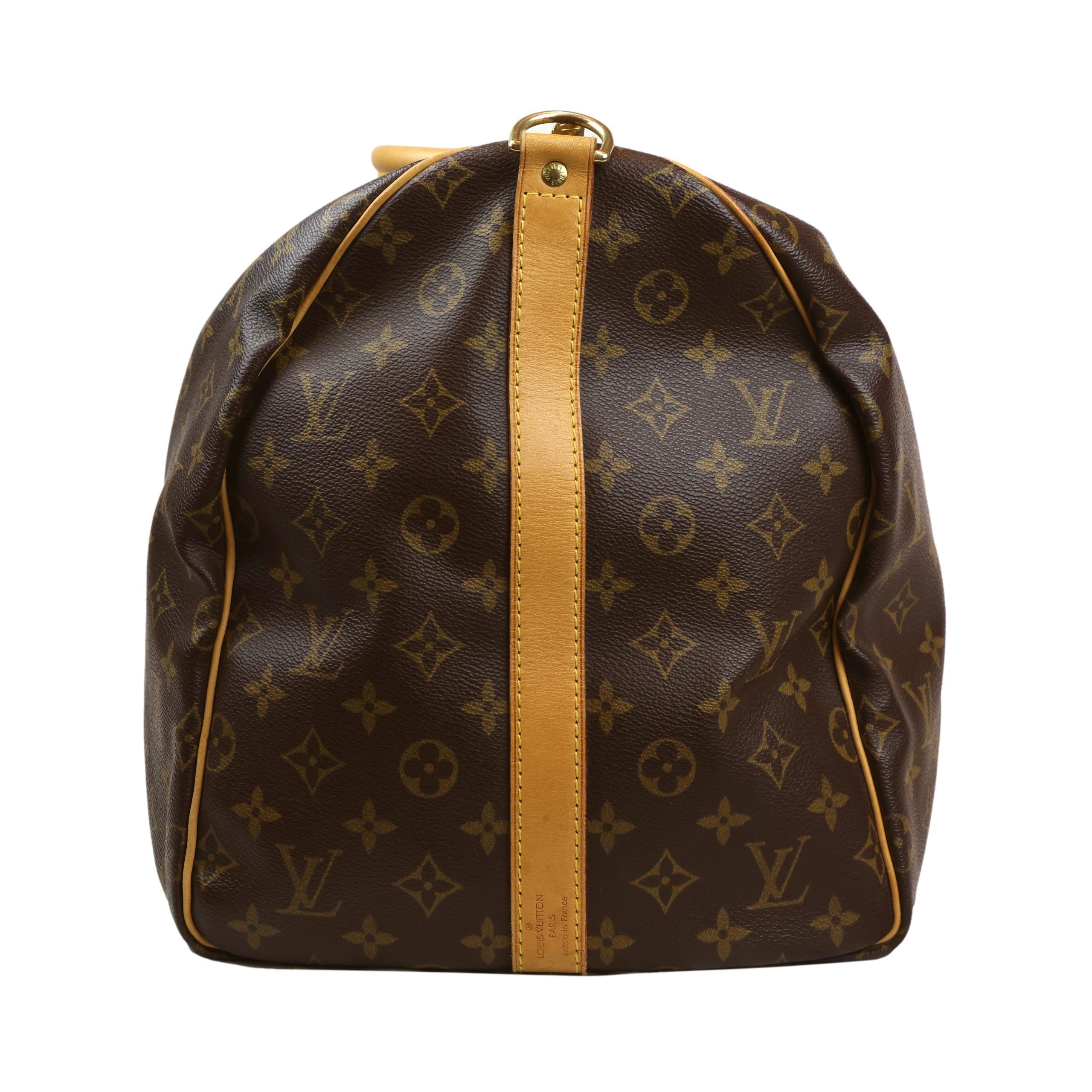 Black Louis Vuitton Monogram Keepall 55 Bandouliere Duffle Carry-On Bag, France 2000.