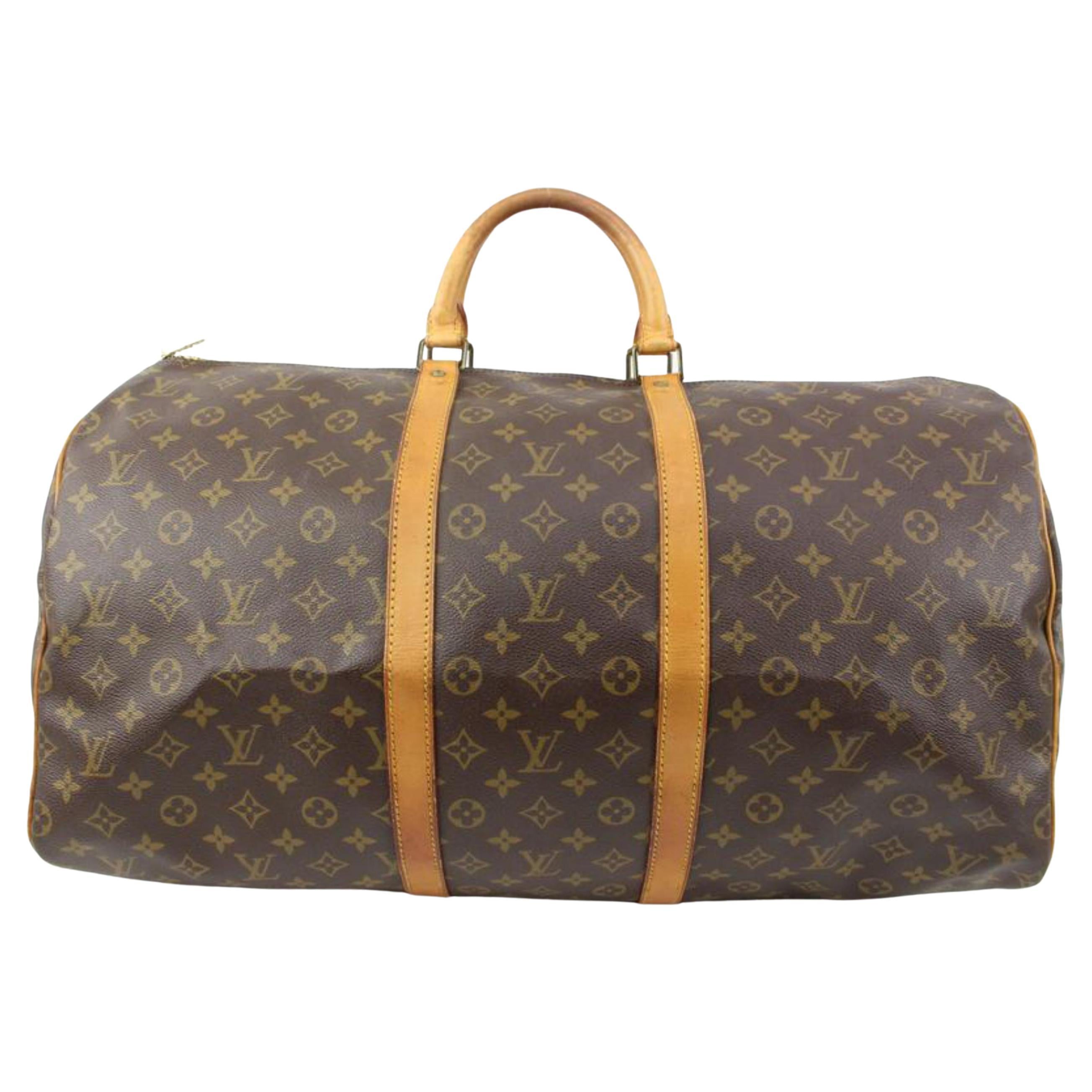 Extra Large Louis Vuitton Bandouliere Monogram Canvas Keepall 60 cm Travel  Bag at 1stDibs