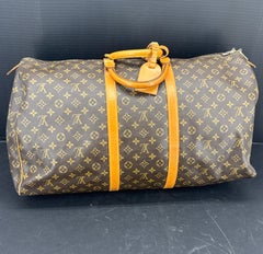 LOUIS VUITTON Monogram Keepall 55 Tote Bag with Luggage Tag