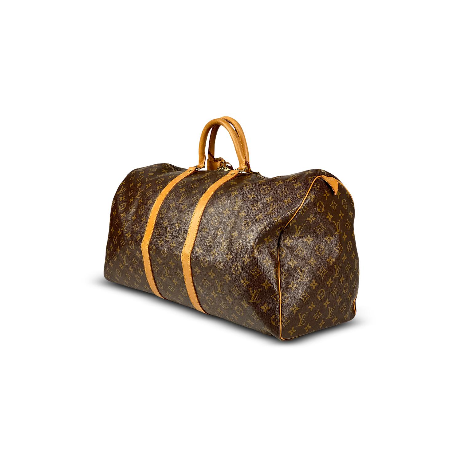 Brown Louis Vuitton Monogram Keepall 55 Weekend Bag For Sale