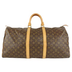 Used Louis Vuitton Monogram Keepall 60 Boston Duffle Bag 1019lv27