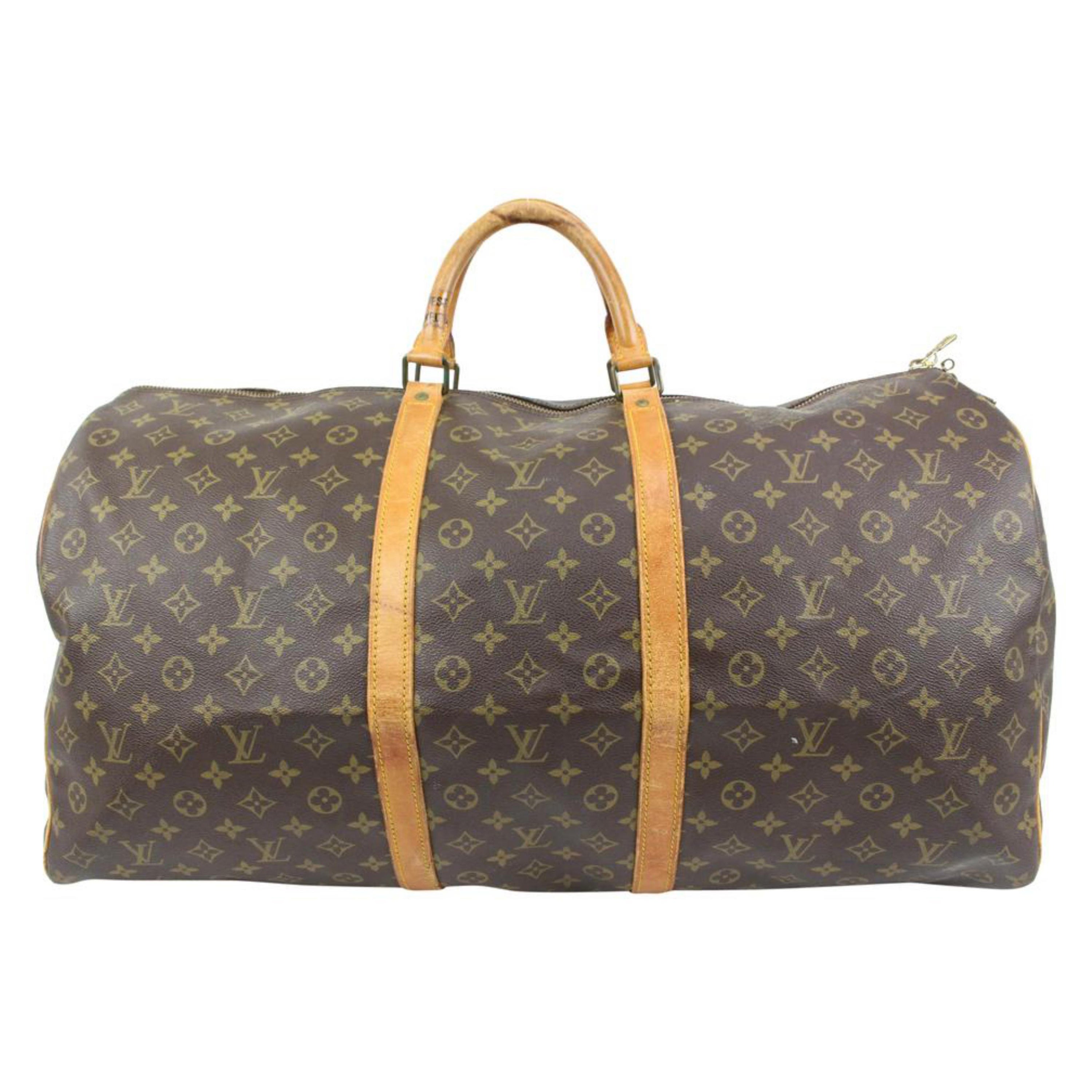 Louis Vuitton - Sac de voyage Keepall 60 Boston avec monogramme, 29lk427