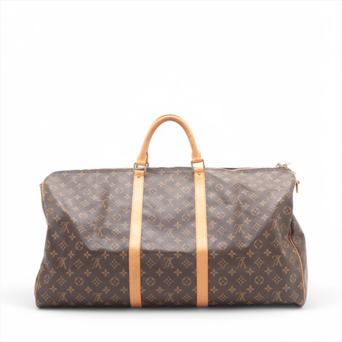 Louis Vuitton Monogram Keepall 60, Monogrammiert (Braun) im Angebot