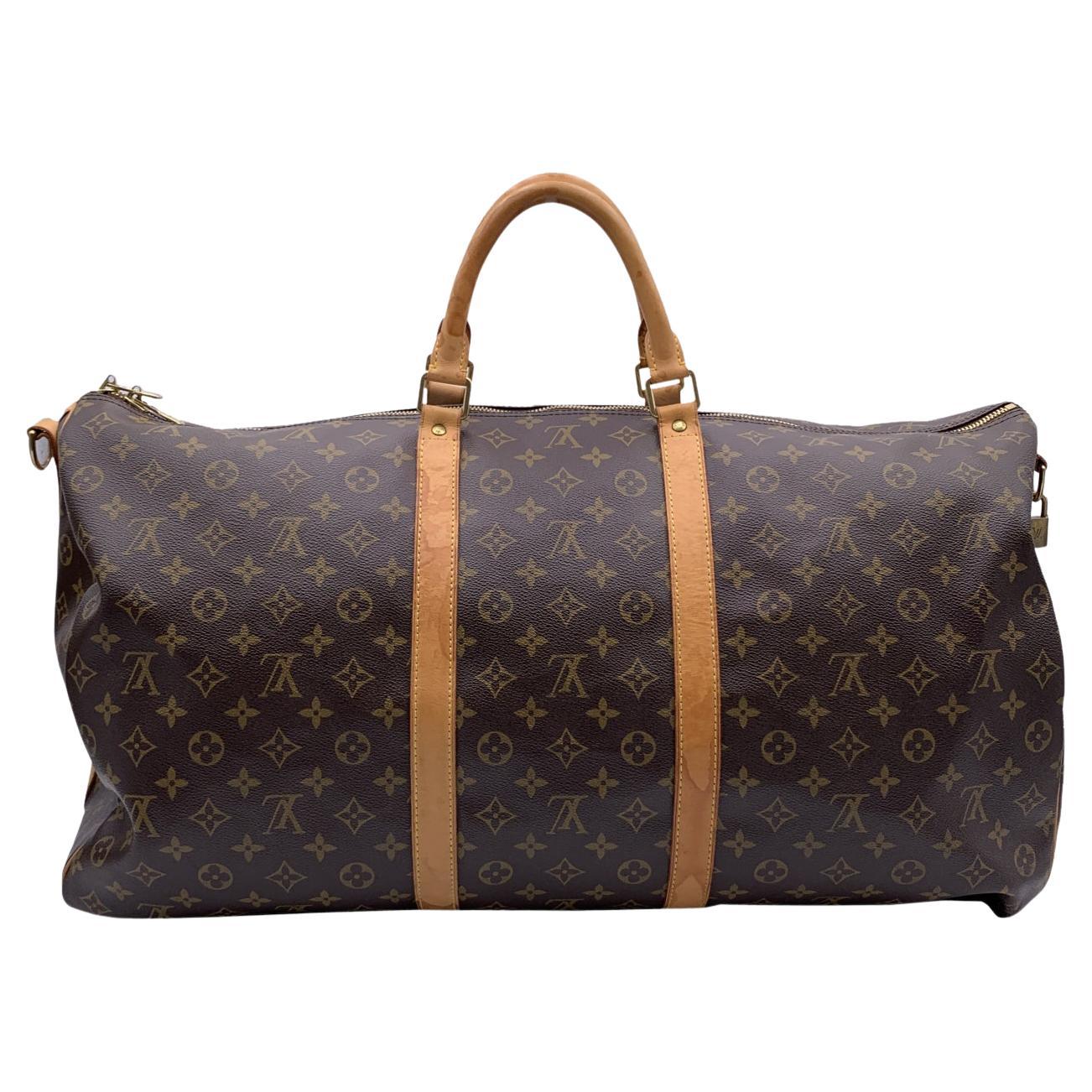 Extra Large Louis Vuitton Bandouliere Monogram Canvas Keepall 60 cm Travel  Bag at 1stDibs