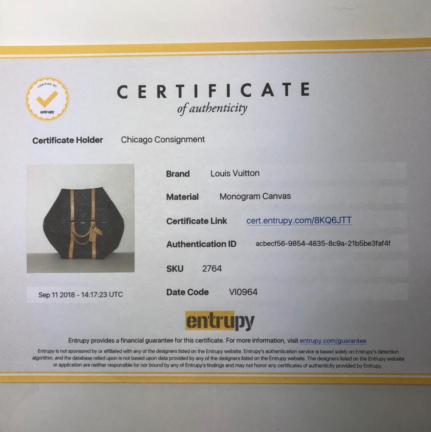 MODEL - Louis Vuitton Monogram Keepall Bandoliere 60 Top Handle Travel Bag

CONDITION - Exceptional! Light to medium vachette, light watermarks, no handle darkening, no dryness. Bright and shiny hardware with no tarnishing. No rips, holes, tears,