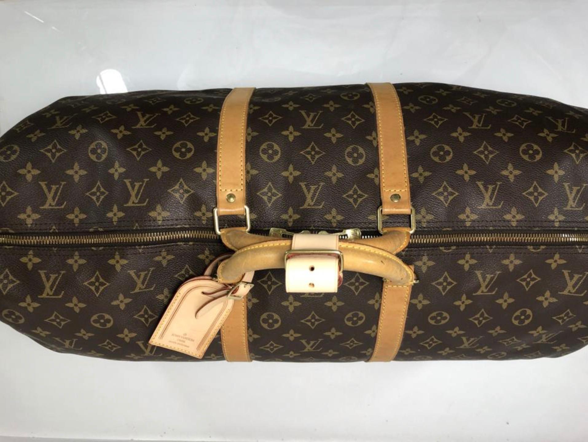 Louis Vuitton Monogram Keepall Bandoliere 60 Top Handle Travel Bag For Sale 3