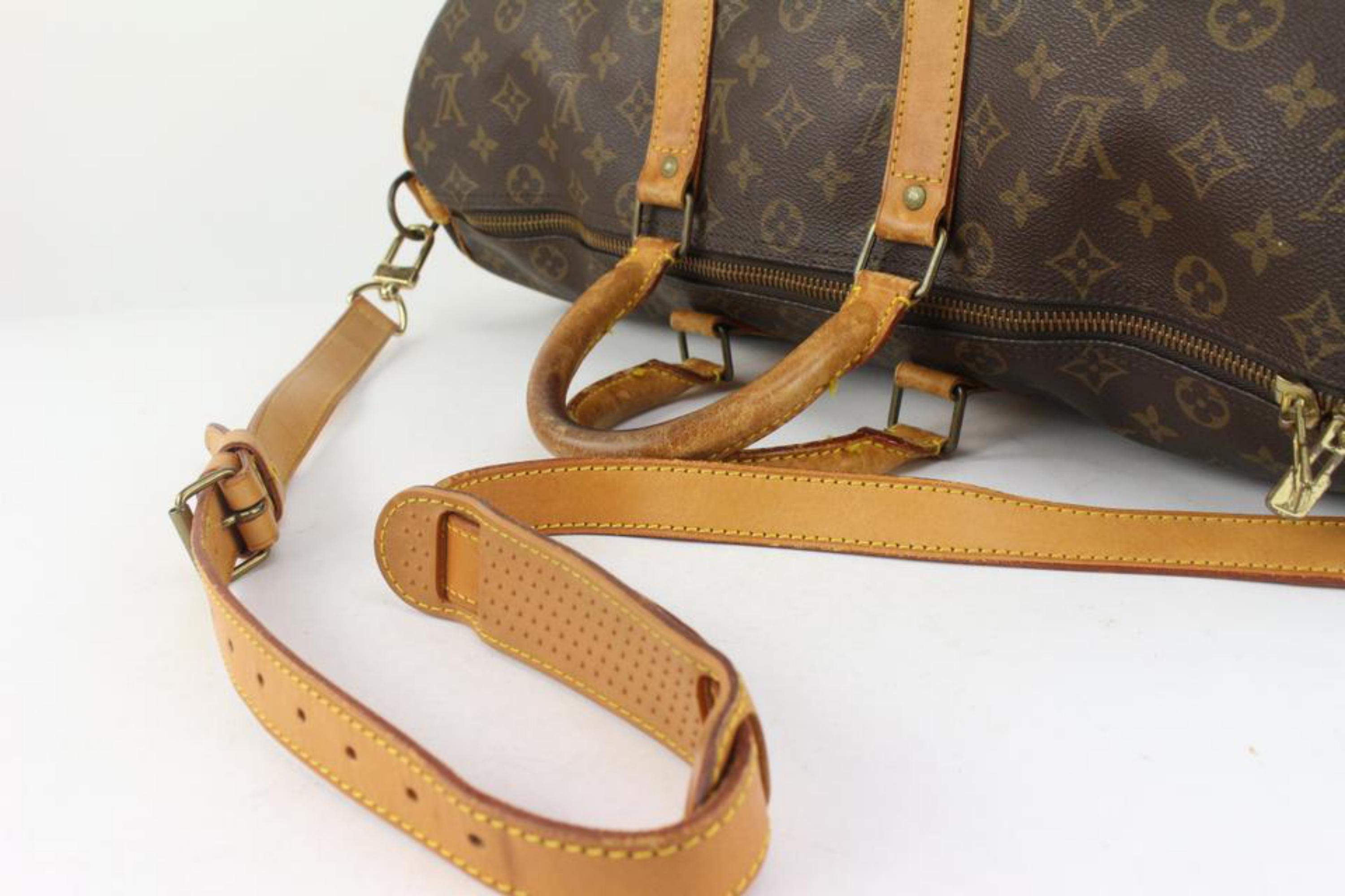 Women's Louis Vuitton Monogram Keepall Bandouliere 45 Duffle Bag with Strap 1122lv11 For Sale