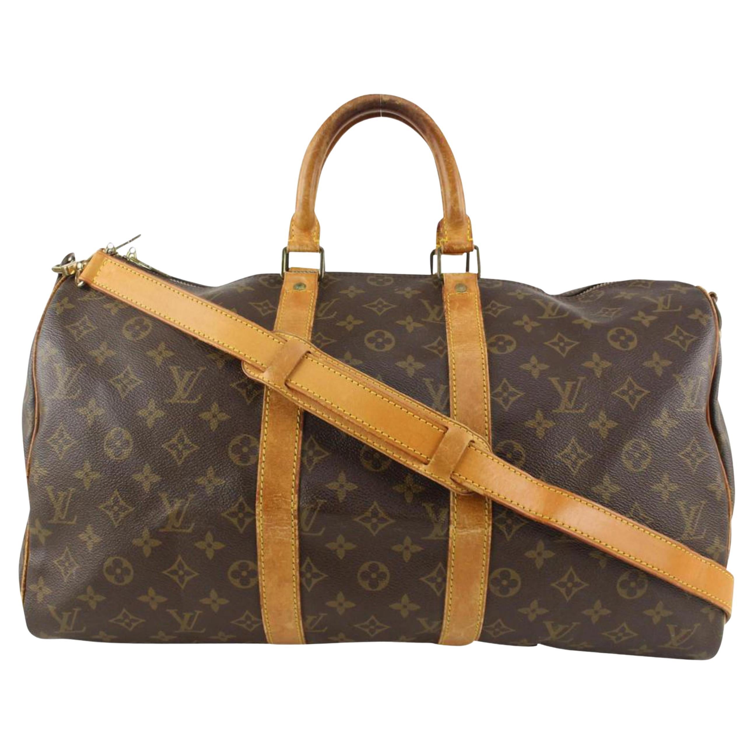 Louis Vuitton Monogram Keepall Bandouliere 45 Duffle Bag with Strap 1122lv11 For Sale