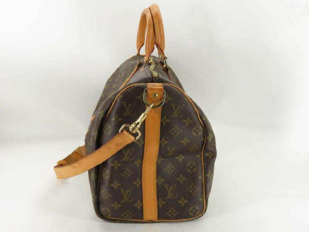 Women's Louis Vuitton Monogram Keepall Bandouliere 45 Duffle Bag with Strap 862111 For Sale