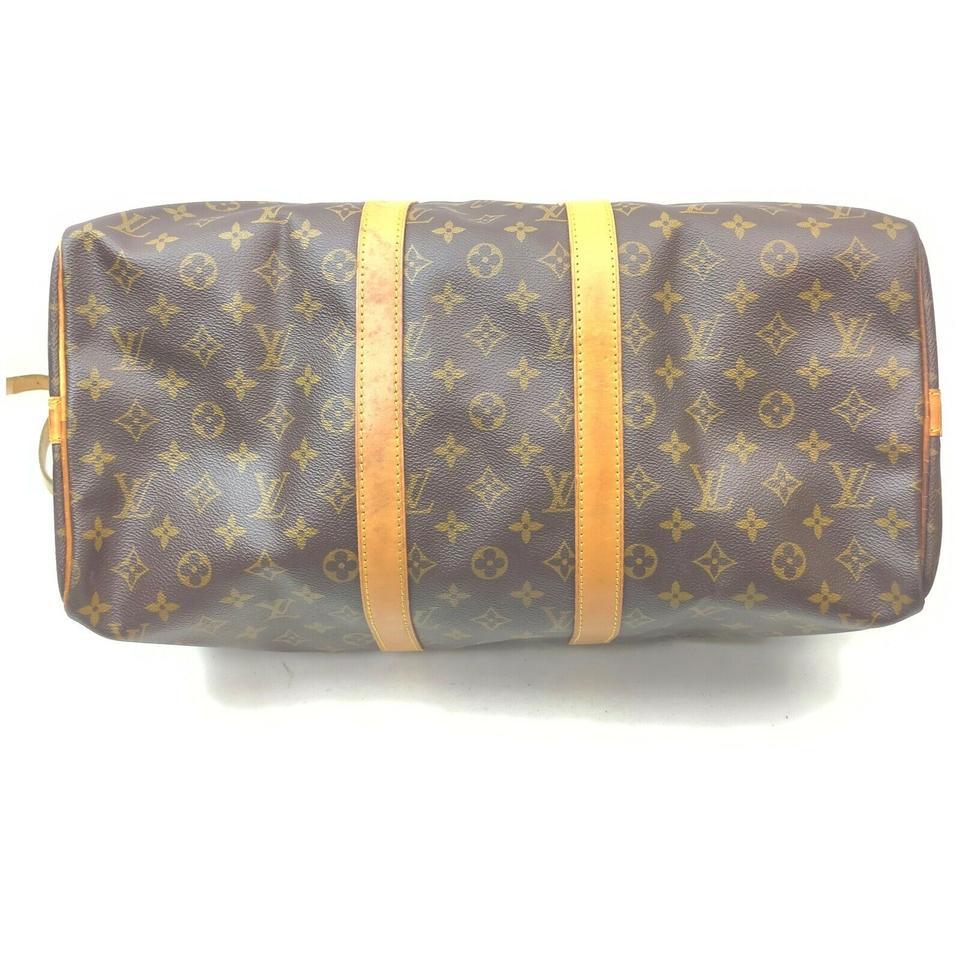 Brown Louis Vuitton Monogram Keepall Bandouliere 45 Duffle Bag with Strap 862244 For Sale