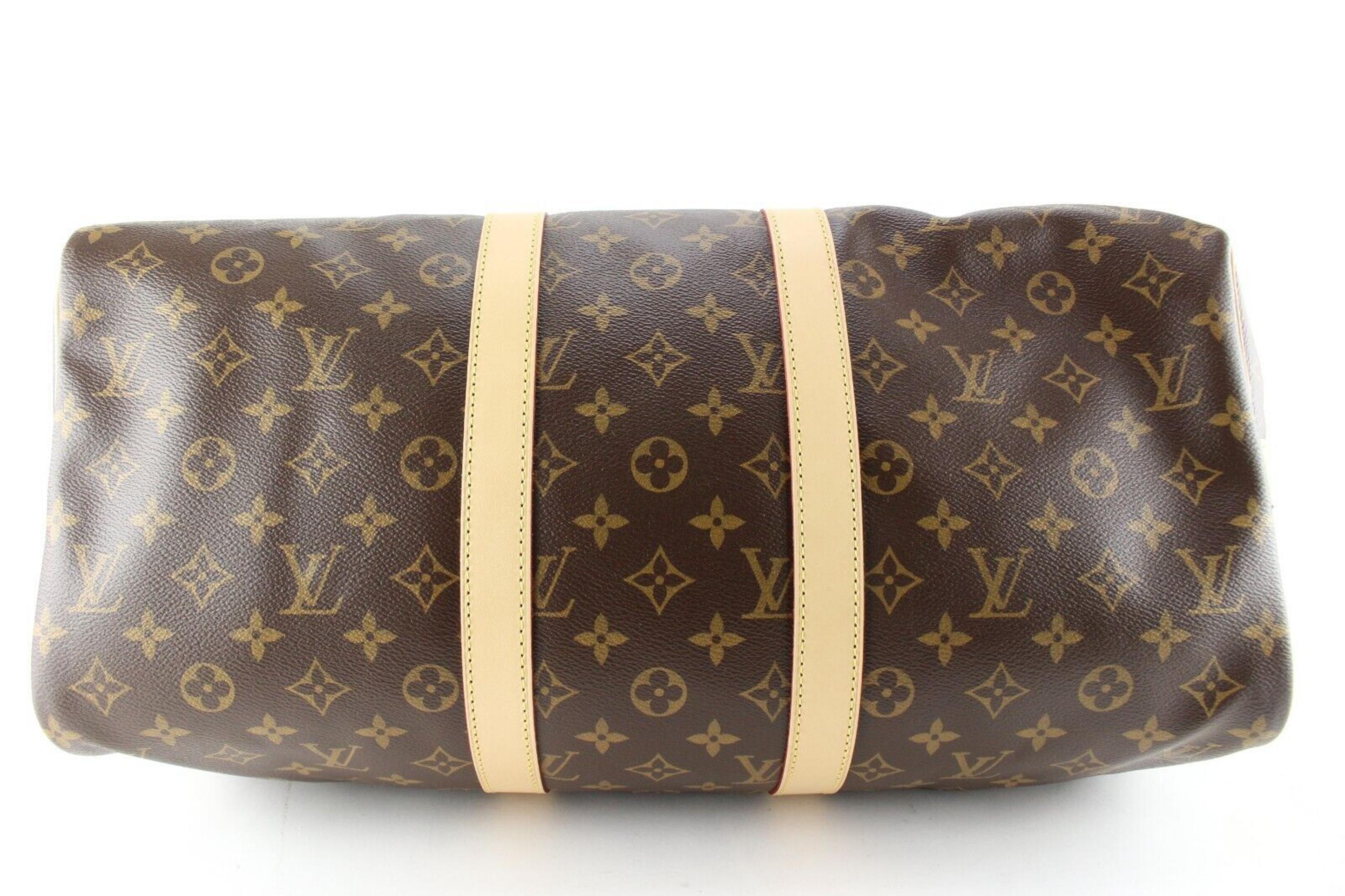 Brown Louis Vuitton Monogram Keepall Bandouliere 45 Duffle with Strap 5LK0222 For Sale
