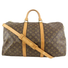 Louis Vuitton - Sac à bandoulière Keepall à monogrammes 50 avec sangle 110lv53