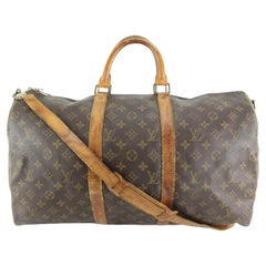 Louis Vuitton Monogram Keepall Bandouliere 50Boston Duffle Bag with Strap 65lk42