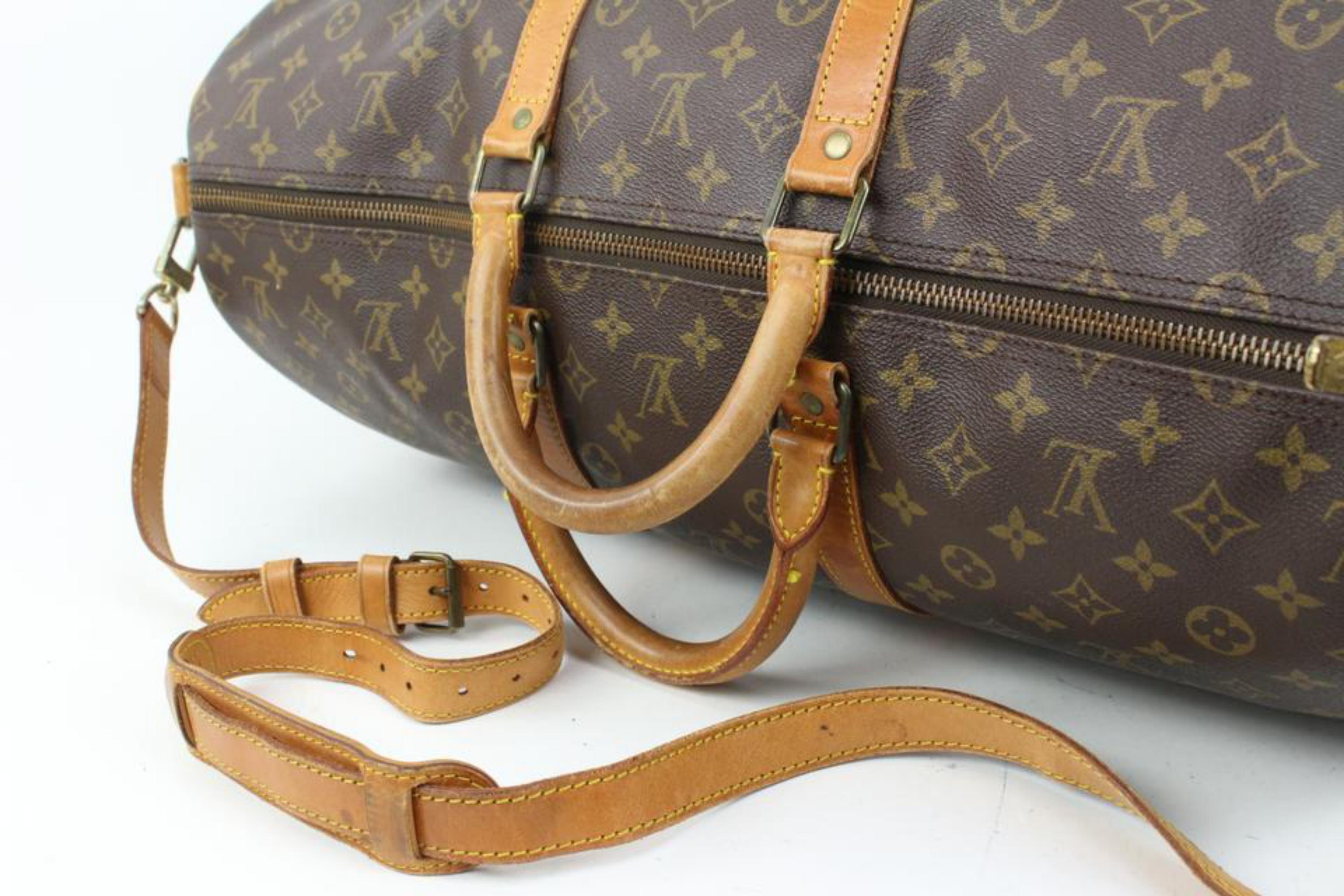 Louis Vuitton Monogram Keepall Bandouliere 55 Boston Duffle Bag 81lz422s In Good Condition For Sale In Dix hills, NY