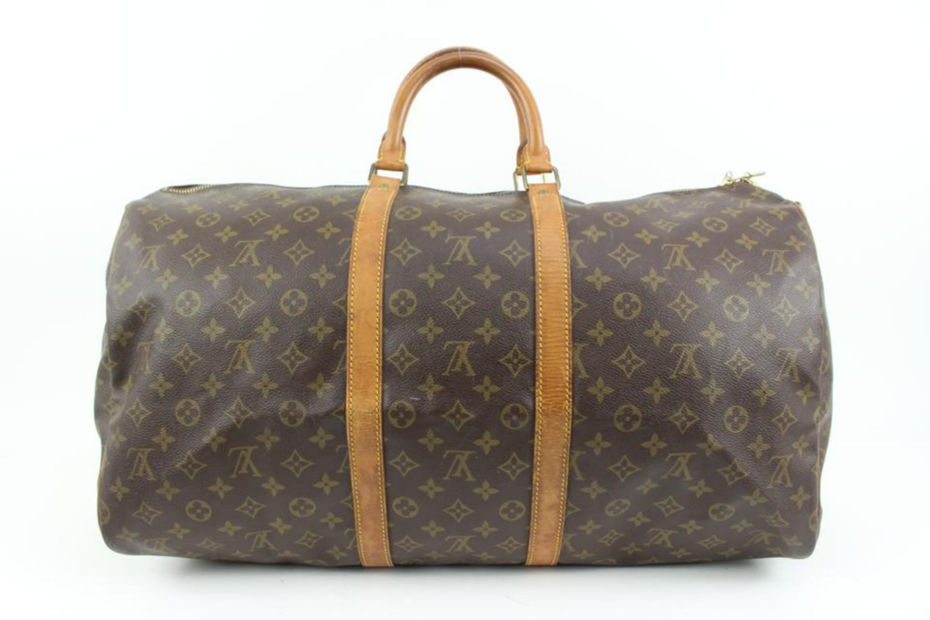 Louis Vuitton - Sac bandoulière Keepall Bandoulière 55 Boston avec sangle et monogramme  en vente 2