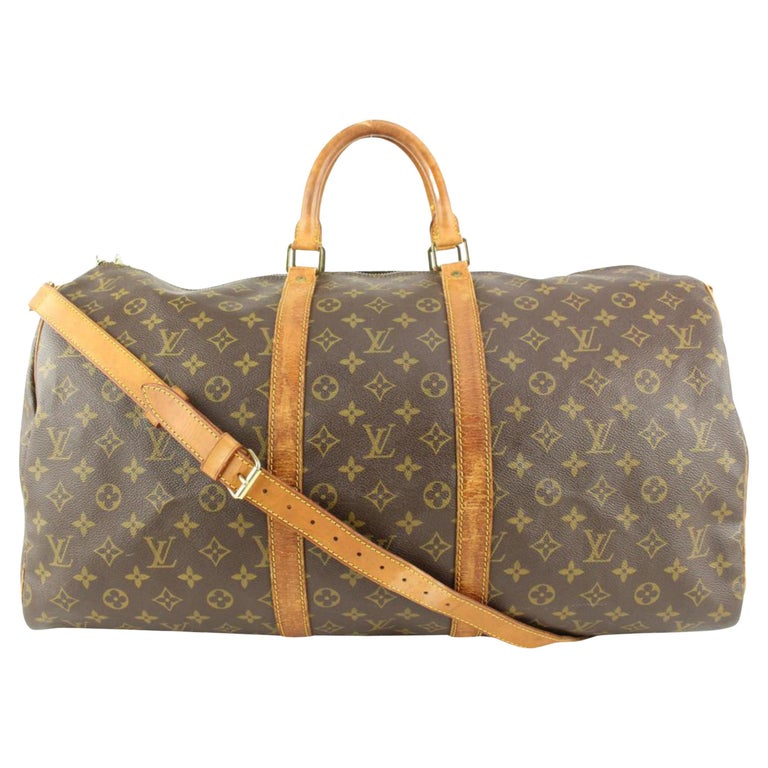 Vuitton Monogram Keepall Bandouliere 55 Duffle Bag with Strap 113lv51 at | louis vuitton 55 duffle bag dimensions