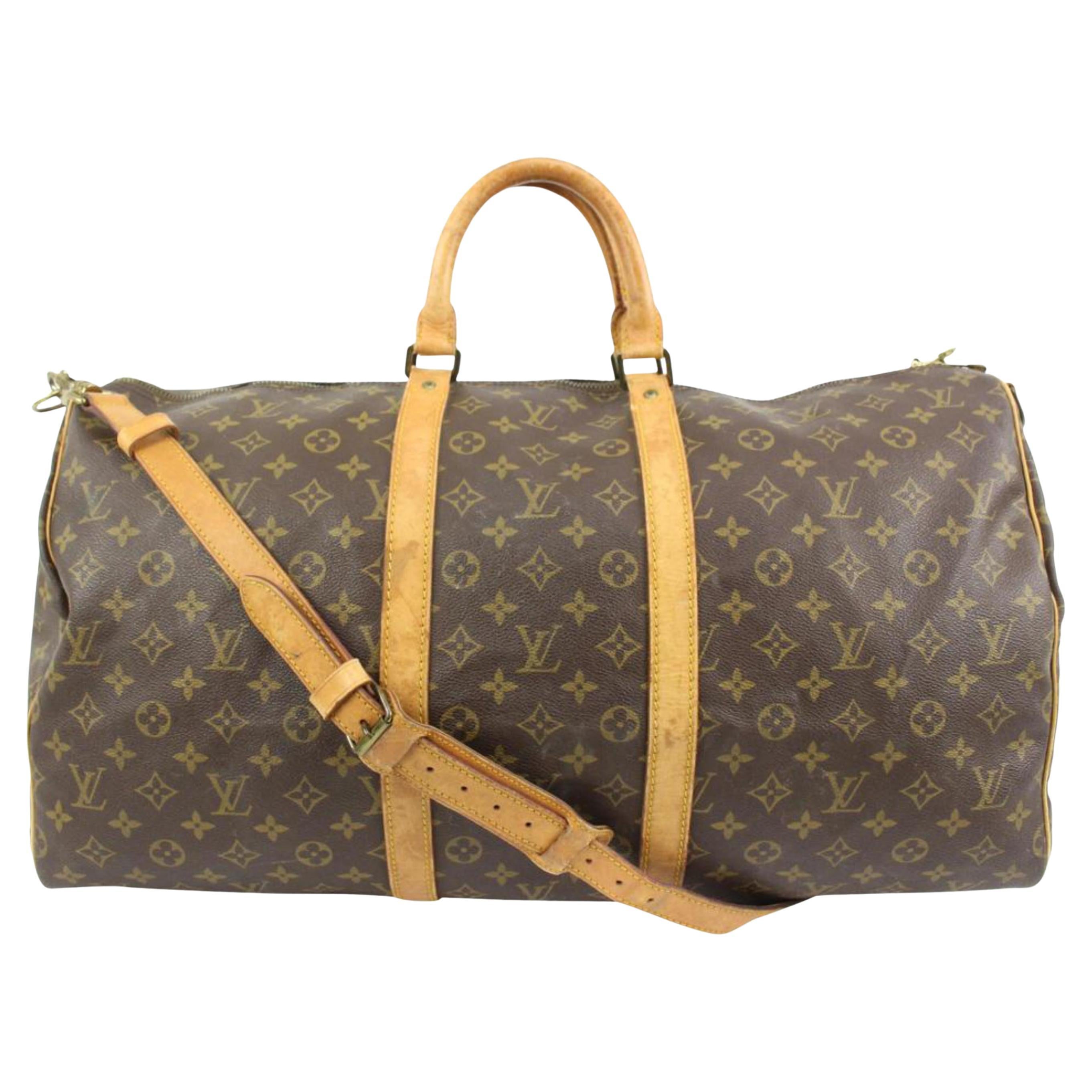 Louis Vuitton Monogram Keepall Bandouliere 55 Duffle Bag with Strap 15lk412s For Sale