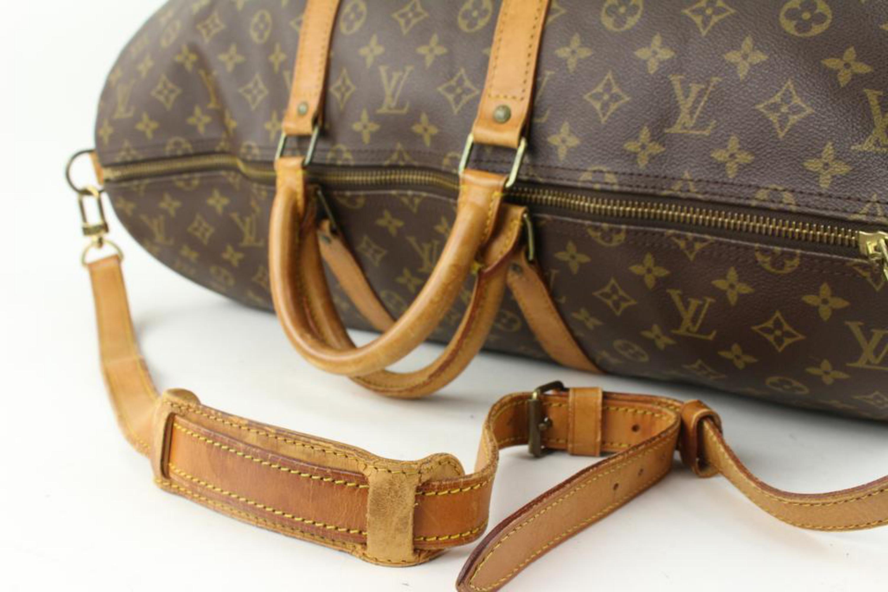 Louis Vuitton Monogram Keepall Bandouliere 55 Duffle Bag with Strap 16lv44 In Good Condition In Dix hills, NY