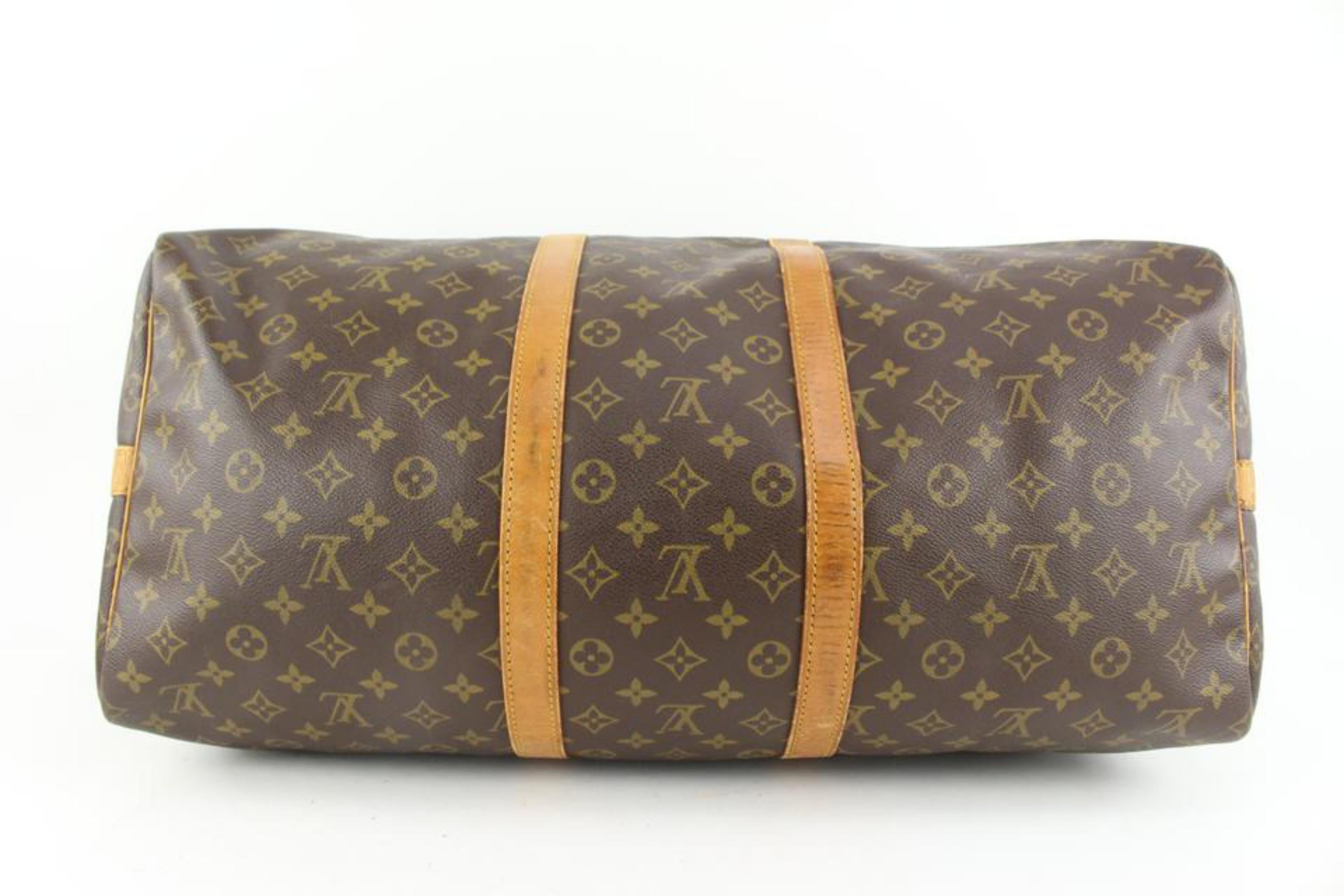 Louis Vuitton Monogram Keepall Bandouliere 55 Duffle Bag with Strap 16lv44 1