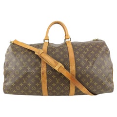 Louis Vuitton Monogram Keepall Bandouliere 55 Duffle Bag with Strap 16lv44