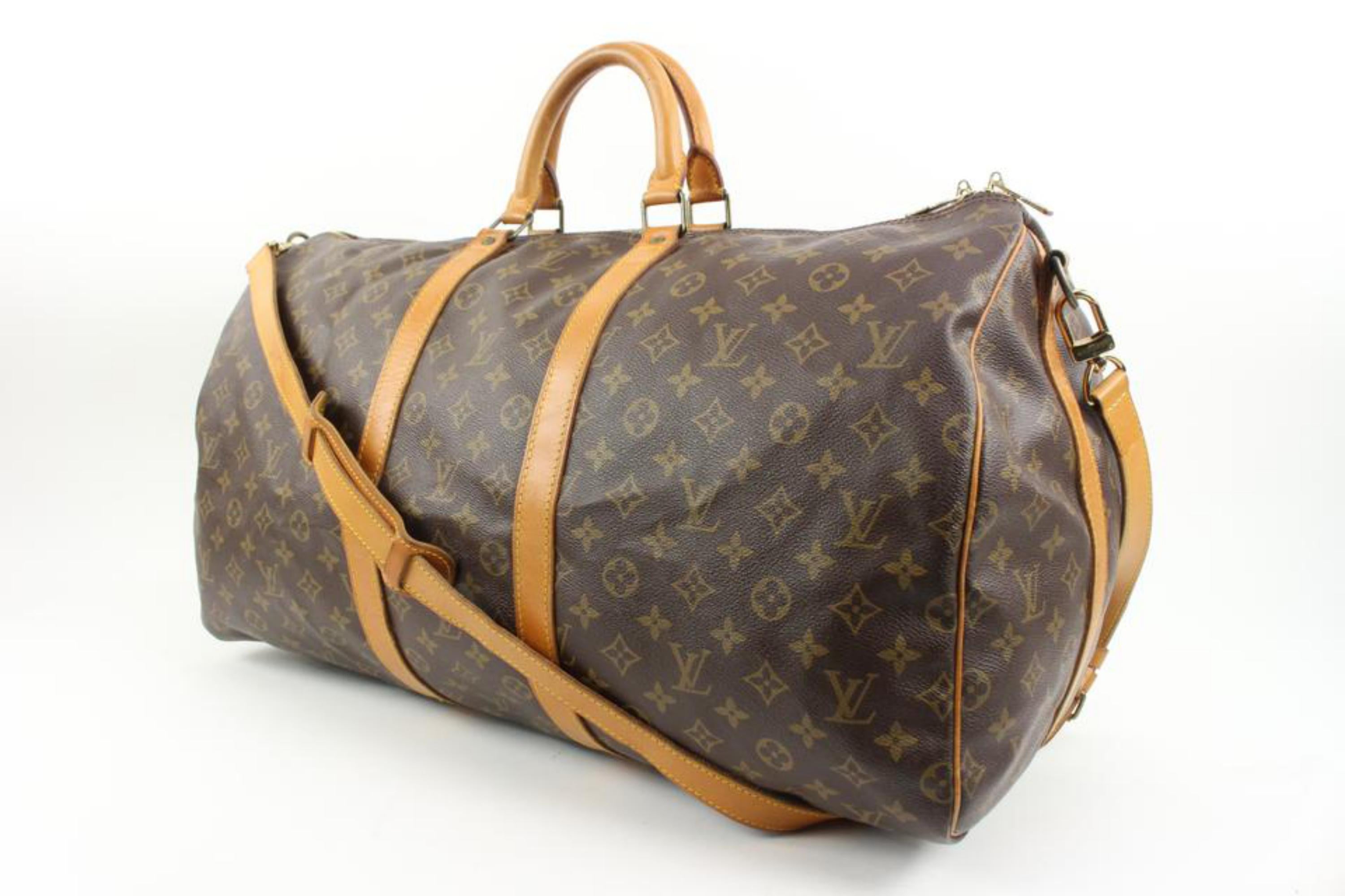 Louis Vuitton Monogram Keepall Bandouliere 55 Duffle Bag with Strap 36lv223s For Sale 4