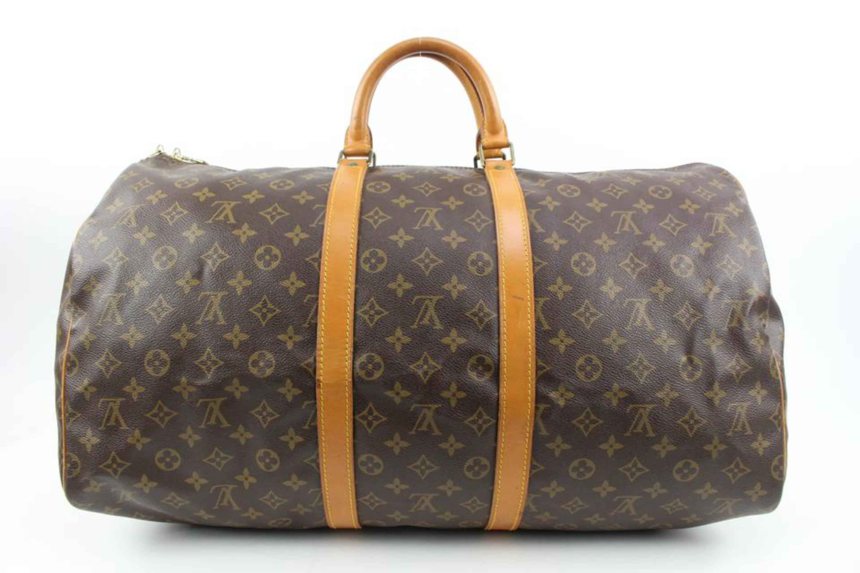 Gray Louis Vuitton Monogram Keepall Bandouliere 55 Duffle Bag with Strap 36lv223s For Sale
