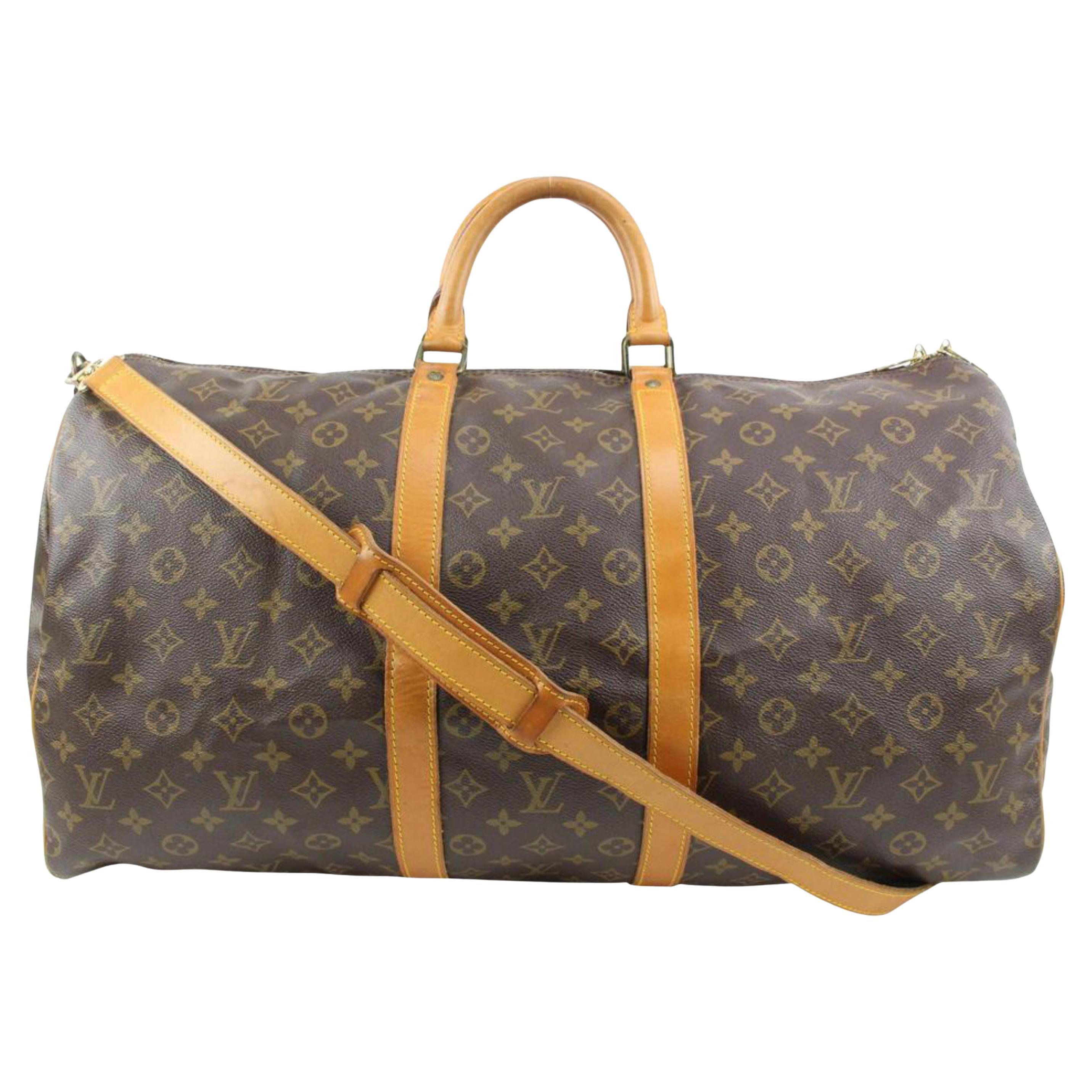 Louis Vuitton Monogram Keepall Bandouliere 55 Duffle Bag with Strap 36lv223s For Sale