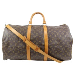 Used Louis Vuitton Monogram Keepall Bandouliere 55 Duffle Bag with Strap 36lv223s