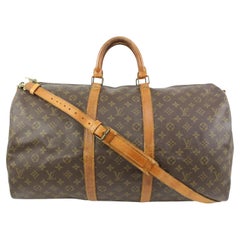 Used Louis Vuitton Monogram Keepall Bandouliere 55 Duffle Bag with Strap 43lz413s