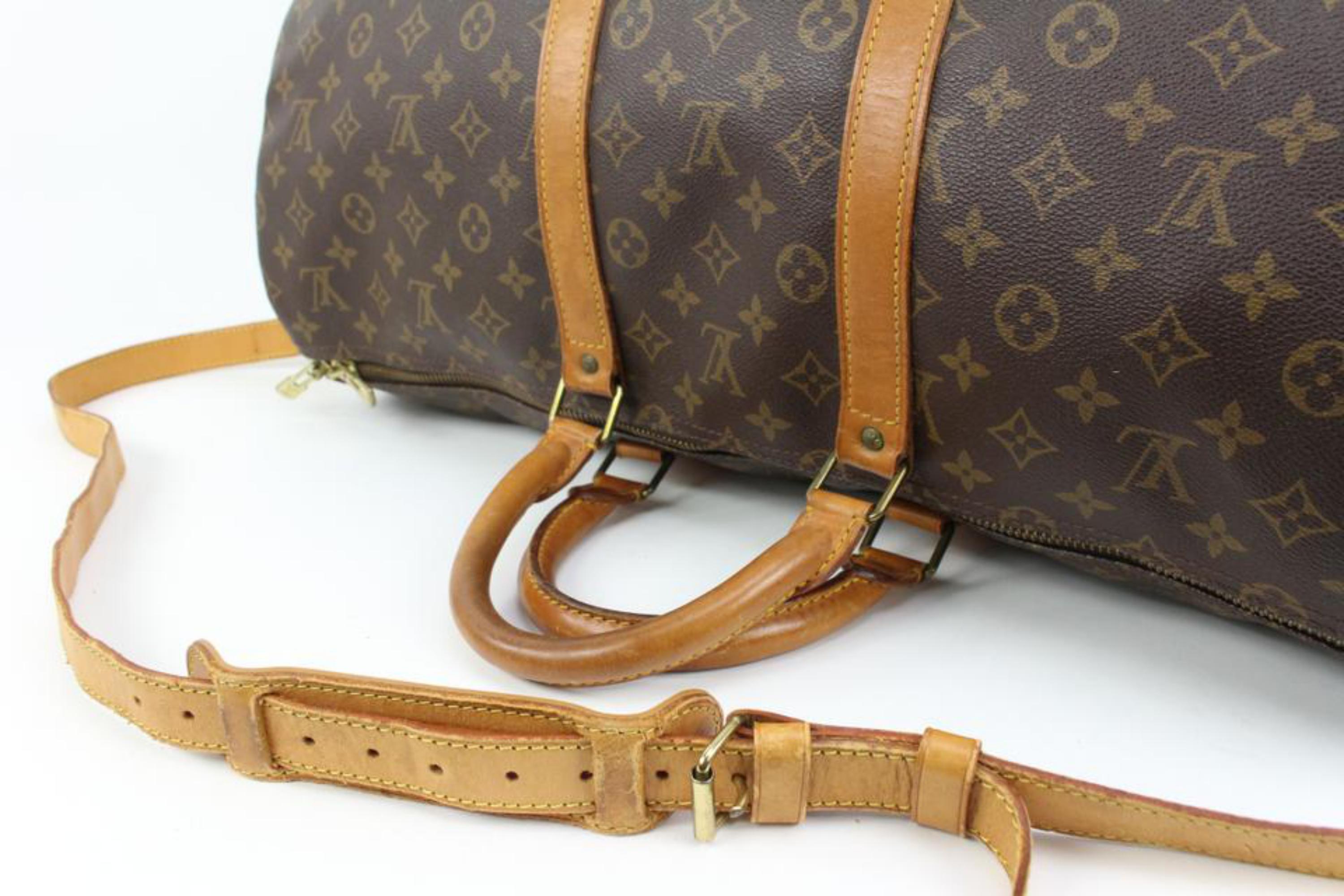 Louis Vuitton Monogram Keepall Bandouliere 55 Duffle Bag with Strap 83lk411s For Sale 1