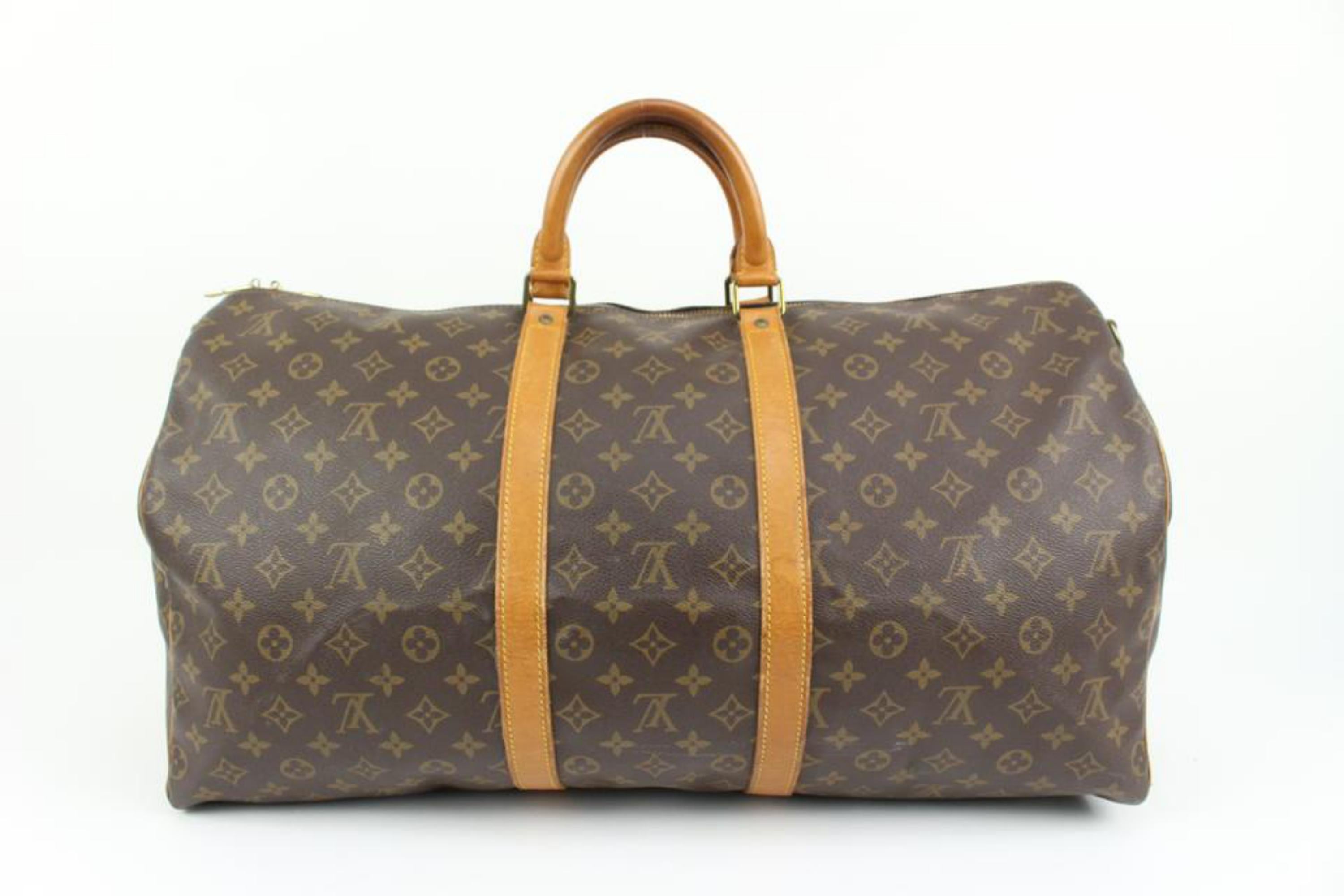 Louis Vuitton Monogram Keepall Bandouliere 55 Duffle Bag with Strap  83lk411s For Sale at 1stDibs