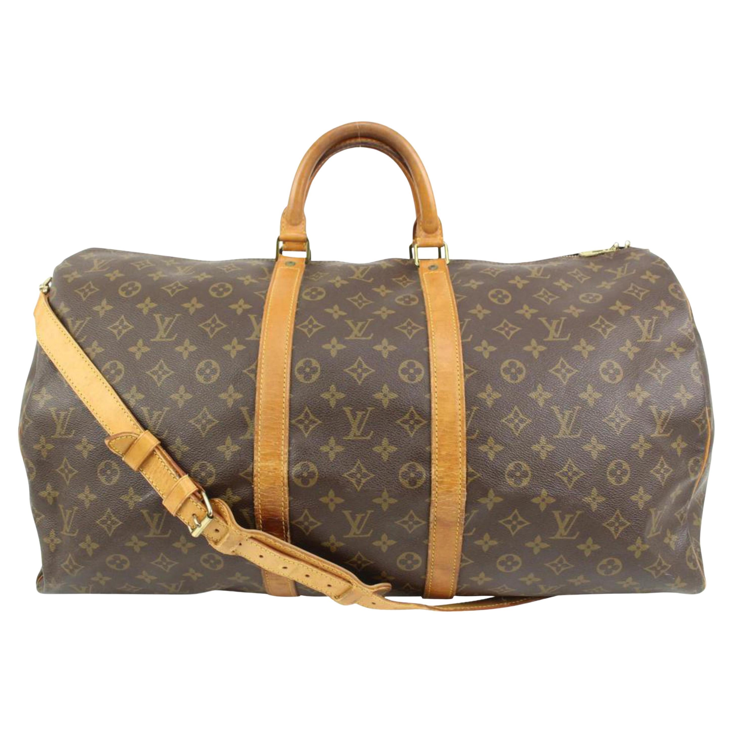 Louis Vuitton Monogram Keepall Bandouliere 55 Duffle Bag with Strap 83lk411s For Sale
