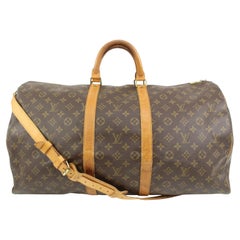 Louis Vuitton Monogram Keepall Bandouliere 55 Duffle Bag with Strap 83lk411s