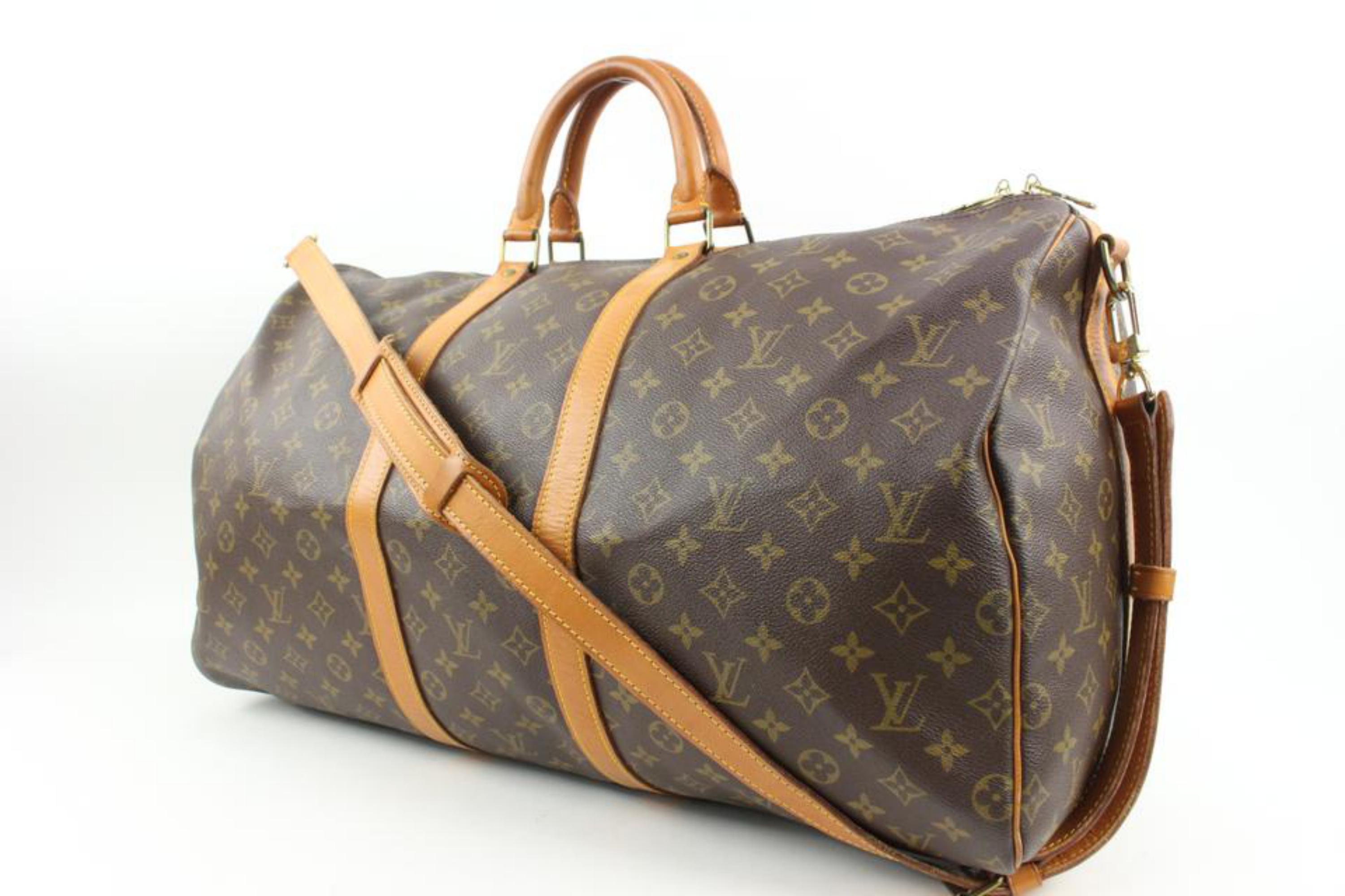 Louis Vuitton Monogram Keepall Bandouliere 55 Duffle Bag with Strap 89lv225s For Sale 7