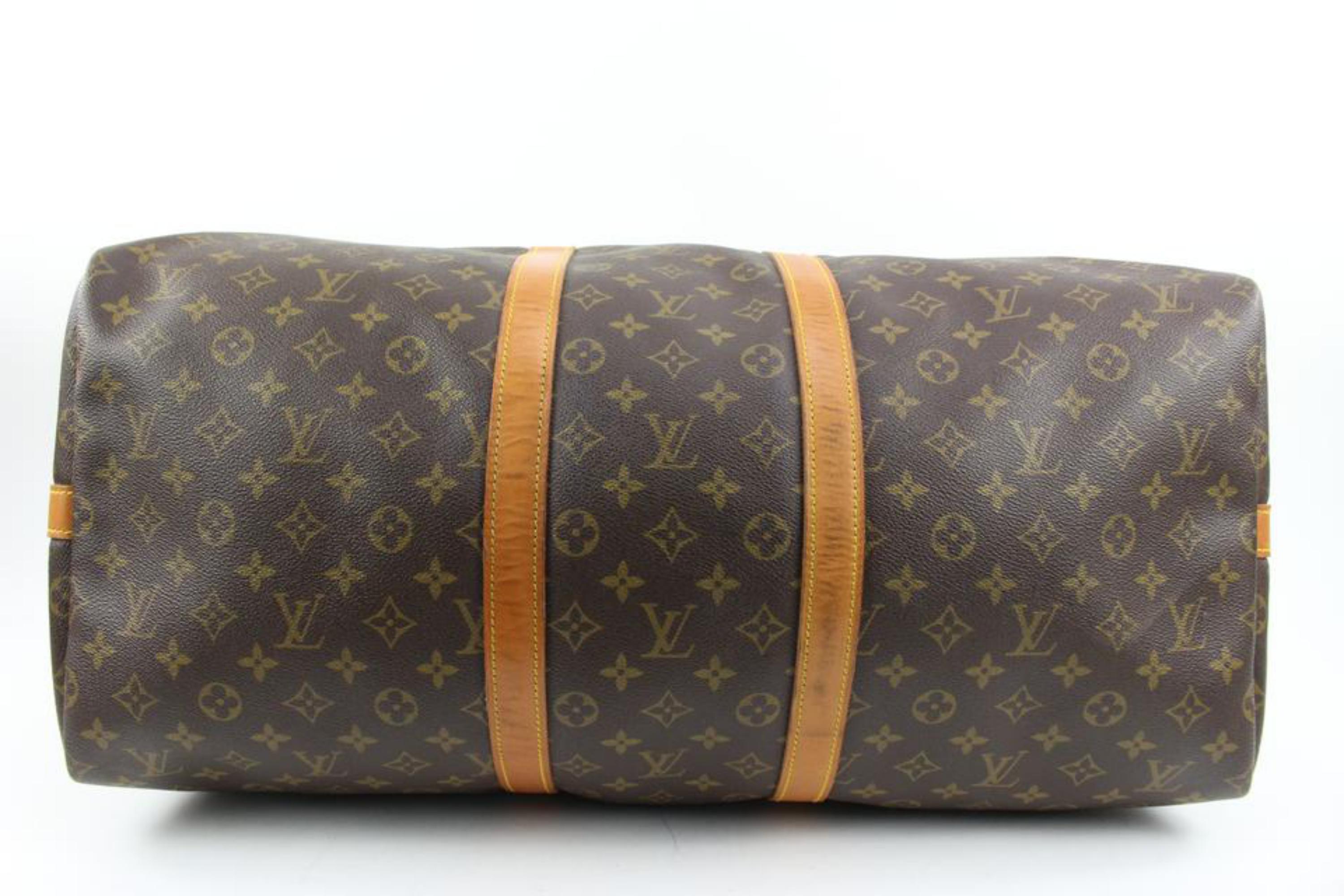 Women's or Men's Louis Vuitton Monogram Keepall Bandouliere 55 Duffle Bag with Strap 89lv225s