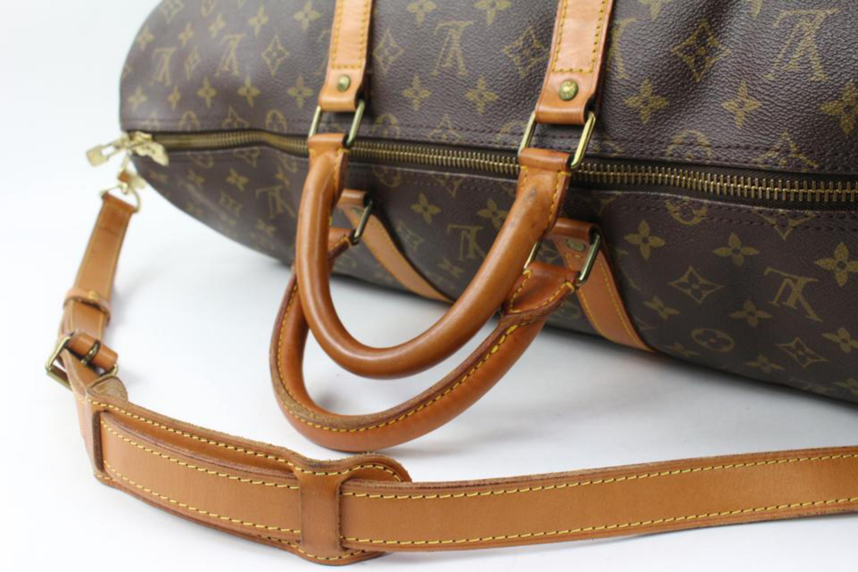 Louis Vuitton Monogram Keepall Bandouliere 55 Duffle Bag with Strap 89lv225s For Sale 3