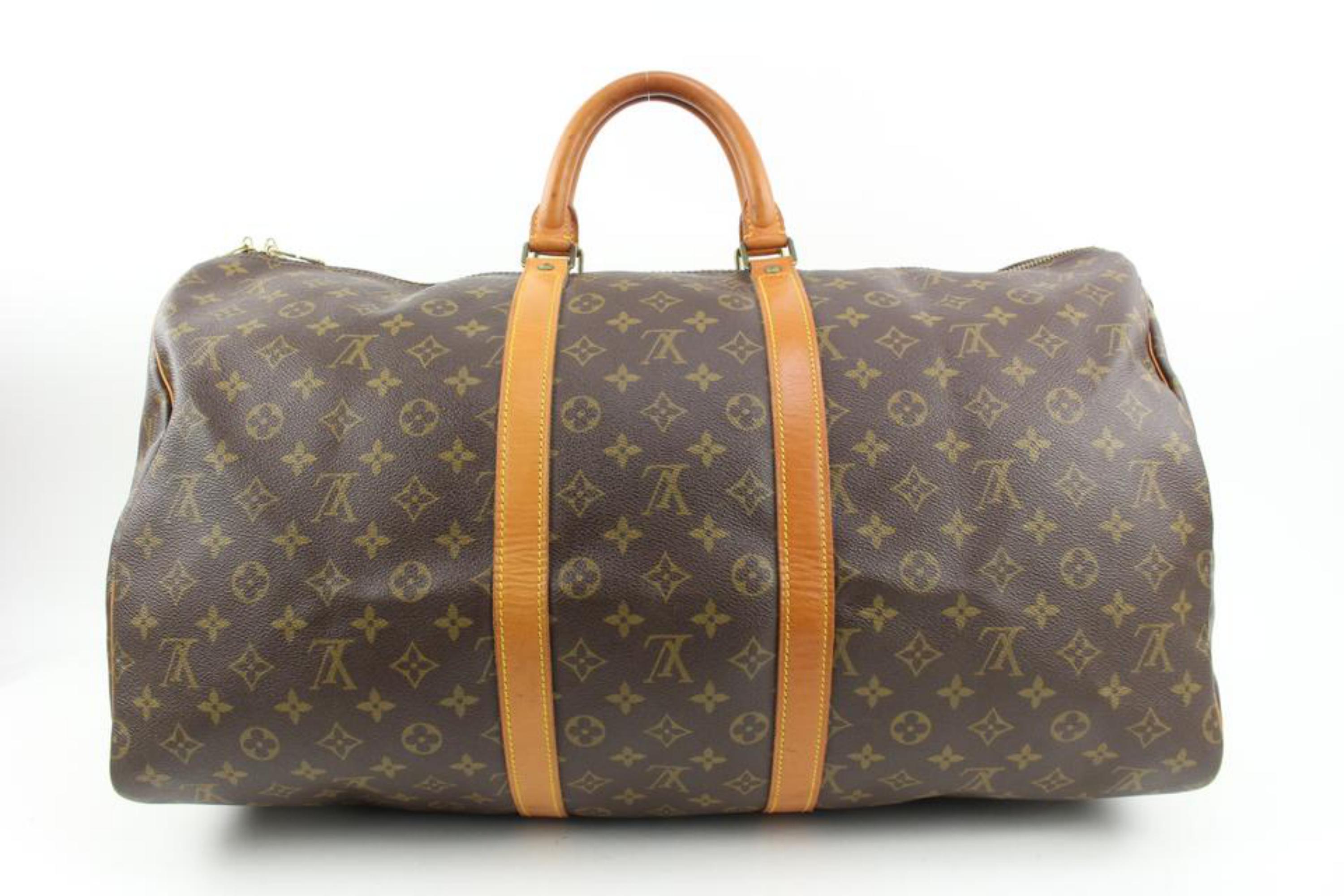 Louis Vuitton Monogram Keepall Bandouliere 55 Duffle Bag with Strap 89lv225s For Sale 4