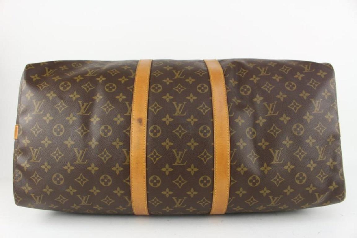 Women's Louis Vuitton Monogram Keepall Bandouliere 55 Duffle Bag with Strap 921lv77 For Sale