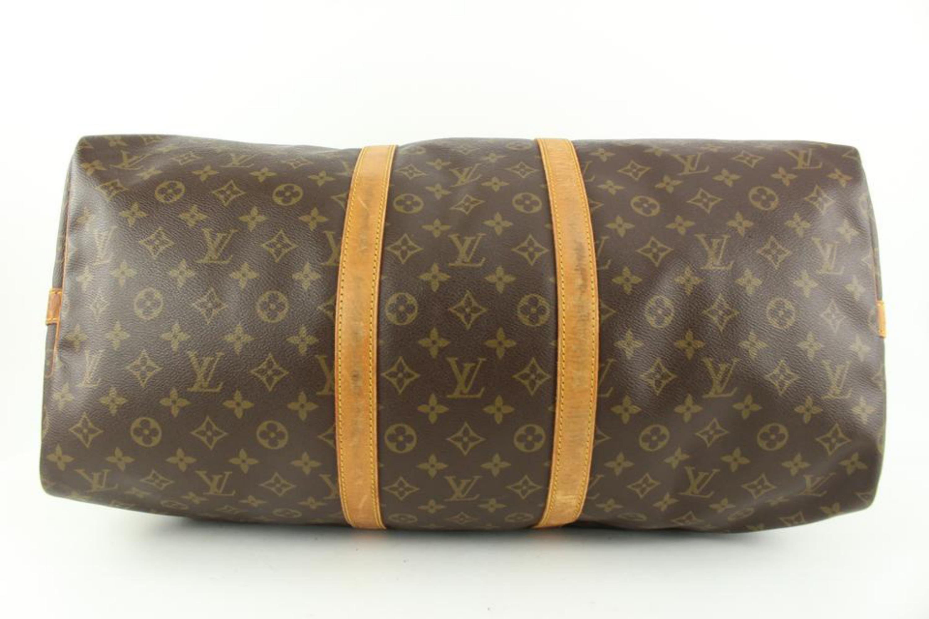 Women's or Men's Louis Vuitton Monogram Keepall Bandouliere 55 Duffle with Strap 14lv17