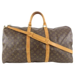Used Louis Vuitton Monogram Keepall Bandouliere 55 Duffle with Strap 14lv17