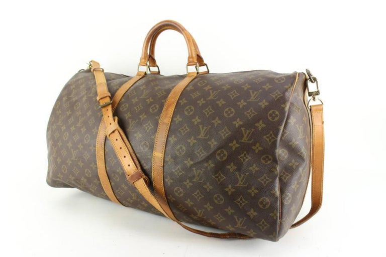 Louis Vuitton Monogram Keepall Bandouliere 60 Boston Duffle Bag with Strap  63lv4 For Sale at 1stDibs