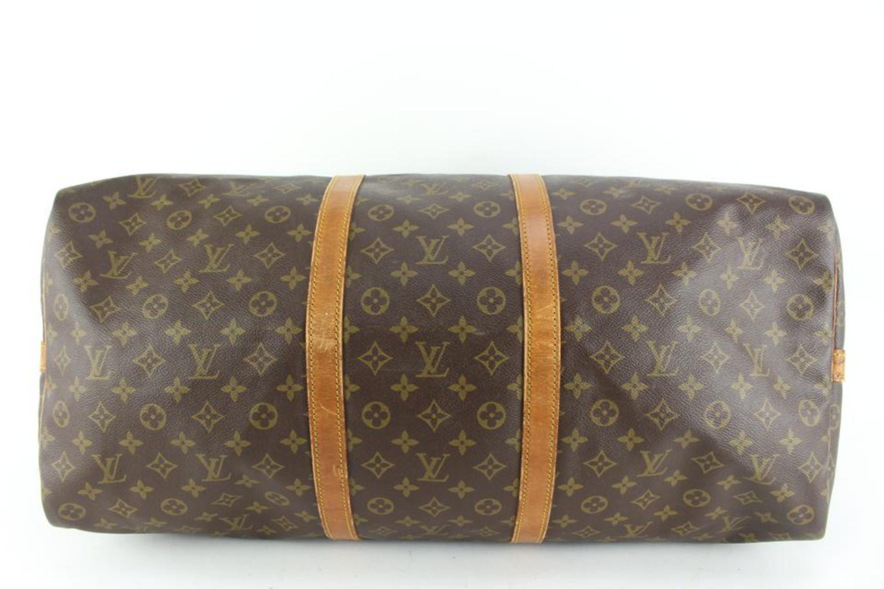 Women's or Men's Louis Vuitton Monogram Keepall Bandouliere 60 Boston Duffle Bag with Strap 63lv4