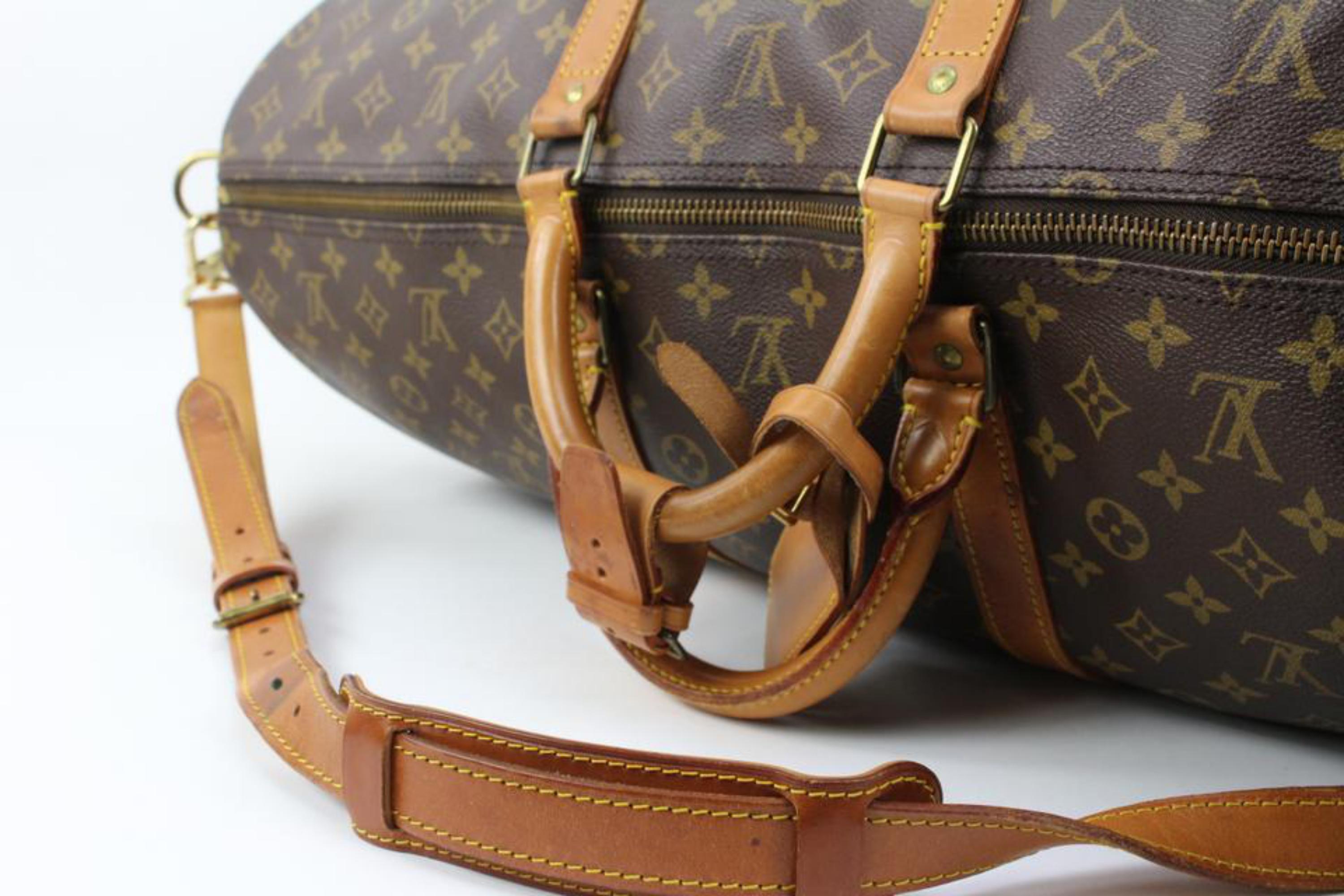 Brown Louis Vuitton Monogram Keepall Bandouliere 60 Duffle Bag with Strap 60lv218s