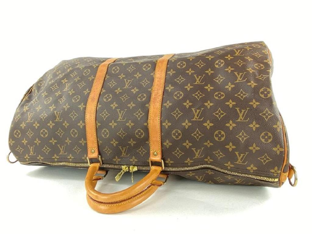 Women's Louis Vuitton Monogram Keepall Bandouliere 60 Duffle with Strap 3LV927