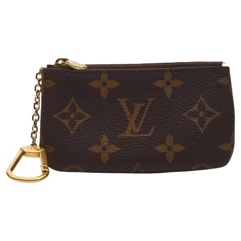 vintage LOUIS VUITTON monogram logo canvas leather trimmed top zip pouch  bag at 1stDibs