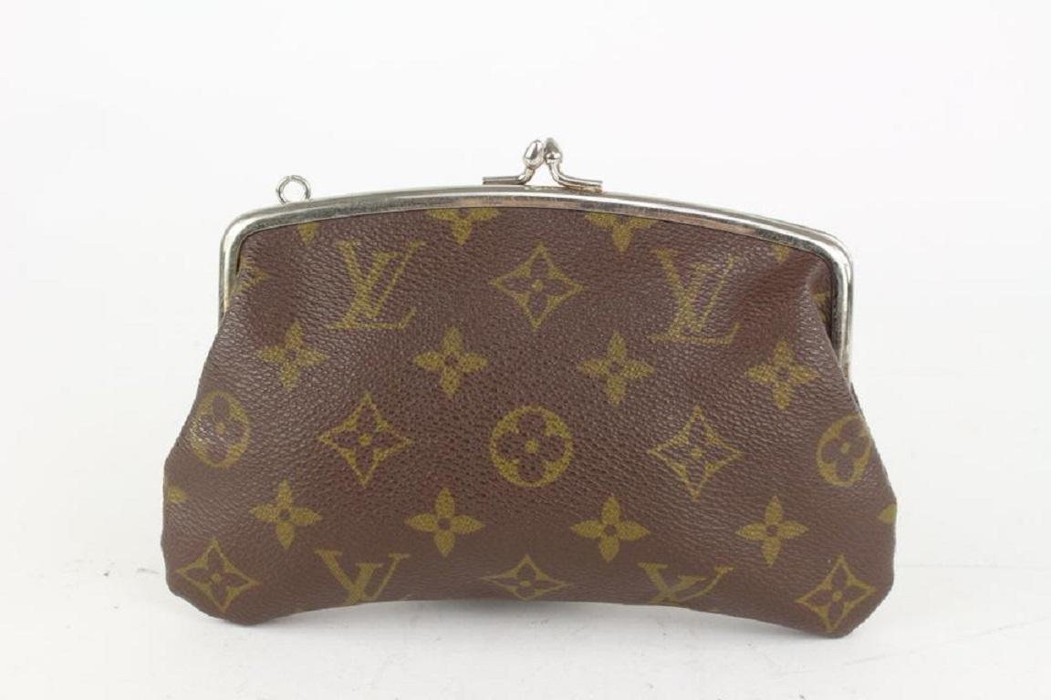 Louis Vuitton Monogram Kisslock Pouch French Twist Coin Purse 1013lv21  In Good Condition In Dix hills, NY