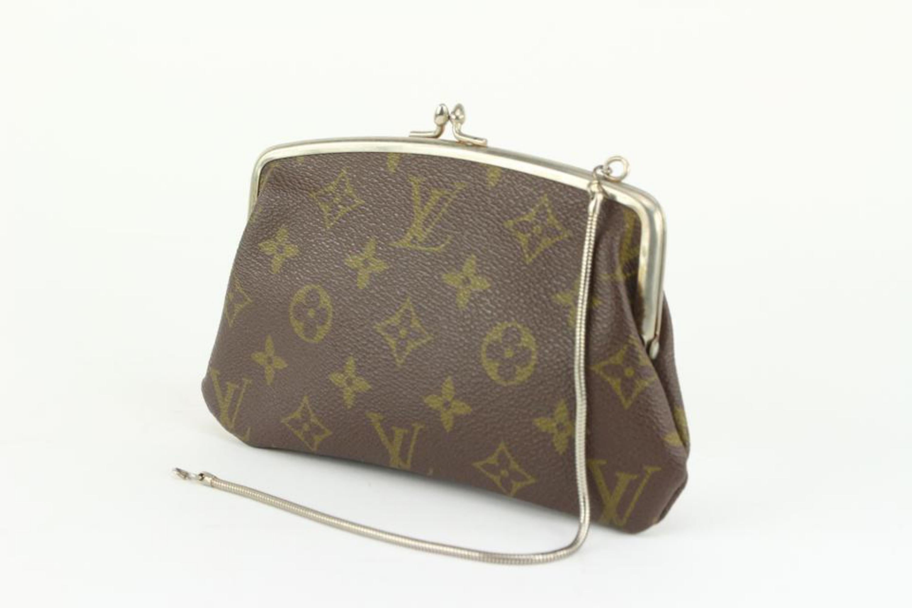 Louis Vuitton Monogram Kisslock Pouch Französisch Twist Geldbörse 123lv37 7