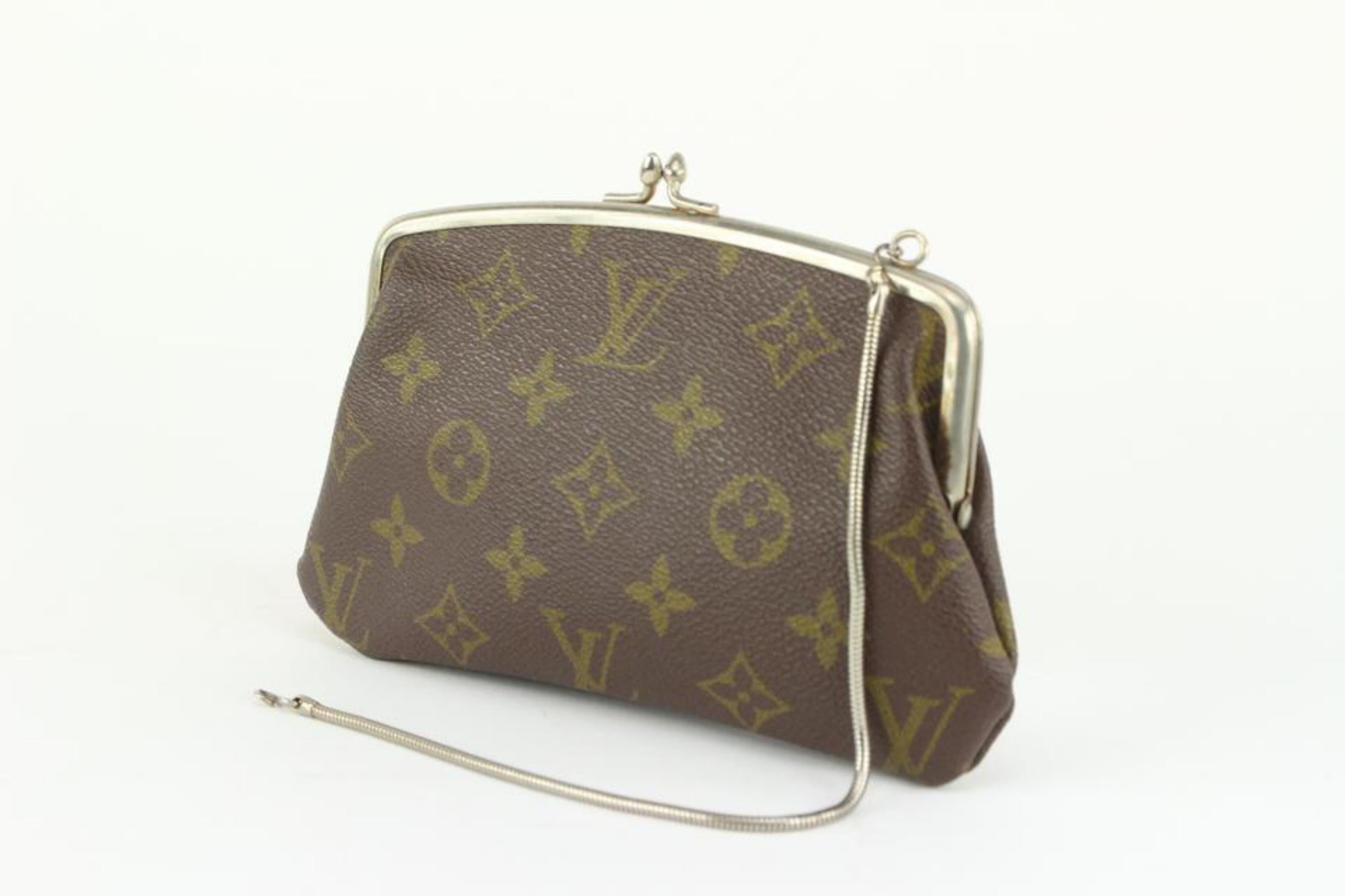 Louis Vuitton Monogram Kisslock Pouch French Twist Purse 123lv37 For Sale 4